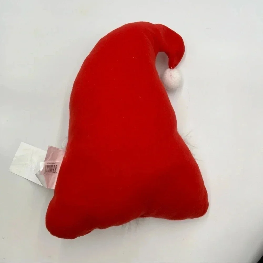 SANTA GNOME Shaped Christmas Decorative‎ Holiday Time Pillow Red 14” NWT